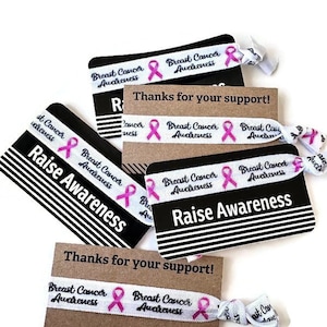 Breast Cancer Awareness Raise Support armband, armband, haarelastiekjes- Ideaal voor cadeaus of fondsenwerving Inclusief stropdas en kaart