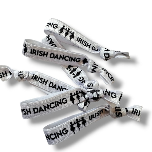 5 or 10 Irish Dancing Hairties /Bracelets - White Background - Great for party favors, decoration, parties, decor/gifts, jig, parade