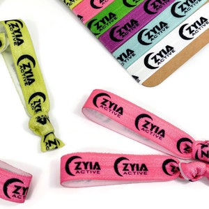 5, 10, 25, 50 ties ZYIA ACTIVE 4 colors available Black, White, Purple, Lime Green Hair ties, bracelets, elastic bands. Gift, favor image 2