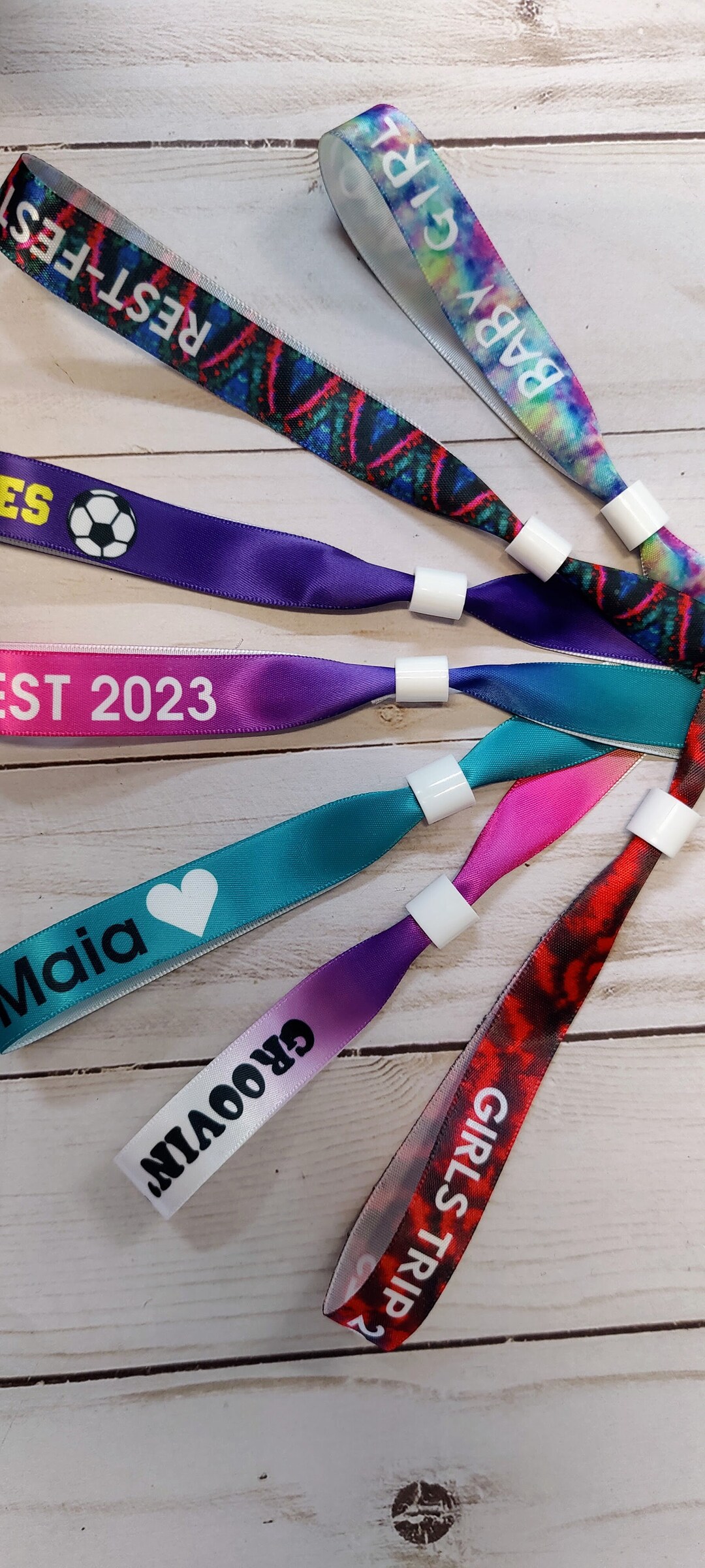 Satin Festival Wrist Bands W/white Locking Clasp Bracelets, Hair Ties