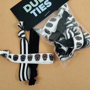 Skulls, Black, and White- 8 ties included! Dude Ties Wrist Band/ Hair ties Gift Set Dude Ties stocking stuffer, Easter basket, birthday gift