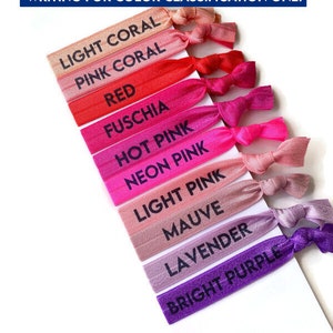 Pink, Red, Peaches, Purples- Ties in various shades- Pick your colors!  Hair ties /Bracelets / Arm Bands/ Ponytail Holder, Stretchy