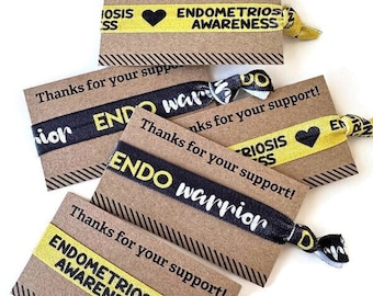 Endometriose Endo Awareness Bedankt voor je steun Armband, armband, haarelastiekjes Ideaal voor cadeaus of fondsenwerving Inclusief stropdas en kaartje