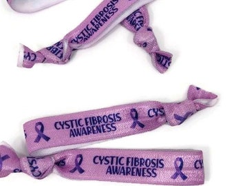 5, 10, 25 dassen: CF-armbanden, polsbandjes of haarelastiekjes. geweldig voor ondersteuning, bewustwording, cadeau of fondsenwerving Cystic Fibrosis Awareness
