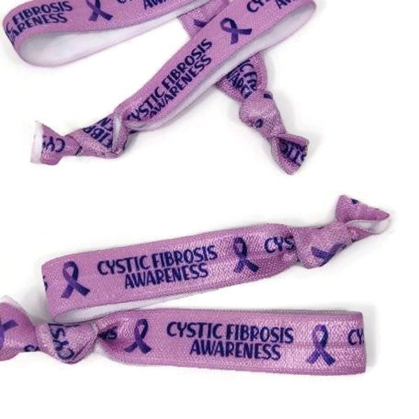 5, 10, 25 ties - CF Bracelets, wrist bands, or hair ties. great for support, raise awareness, gift, or fundraising Cystic Fibrosis Awareness