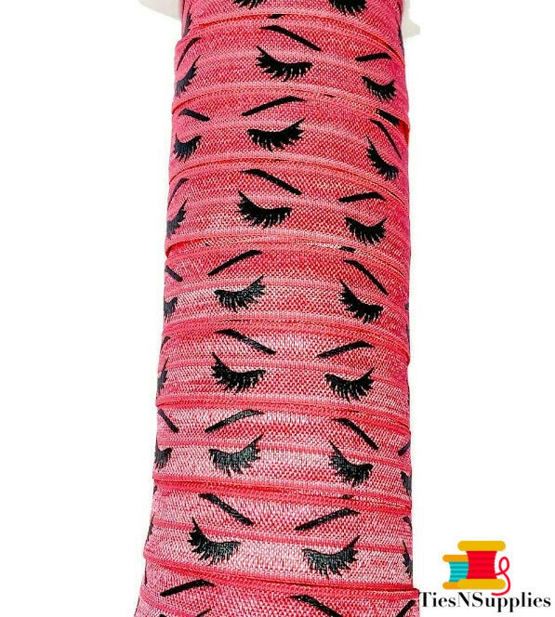 3+ Yards Hot Pink Eyelash- Fold over elastic, FOE, ribbon, stret 3+ Yards Hot Pink Eyelash- Fold over elastic, FOE, ribbon, stret