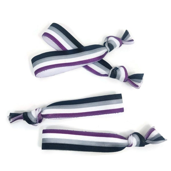 5 or 10 Striped Bracelets, Ties Great for parades, favors, show support, pride, decor, asexual, ace, purple, white, grey, black