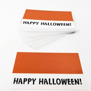 10+ biglietti - Happy Halloween - Nero, Arancione, Bianco Ottimo per dolcetto o scherzetto, biglietti di ringraziamento, porta fiocco, porta fermagli per capelli, - 3,25" x 2"