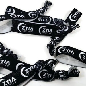 5, 10, 25, 50 ties ZYIA ACTIVE 4 colors available Black, White, Purple, Lime Green Hair ties, bracelets, elastic bands. Gift, favor image 7