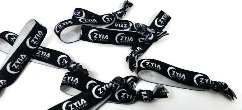 5, 10, 25, 50 ties ZYIA ACTIVE 4 colors available Black, White, Purple, Lime Green Hair ties, bracelets, elastic bands. Gift, favor image 7