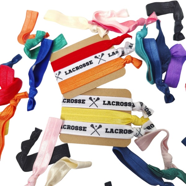 Lacrosse gift set- card with 3 ties - Hairties /Bracelets/ Wrist Bands Great for team gift, coach, teammate - pick the colors