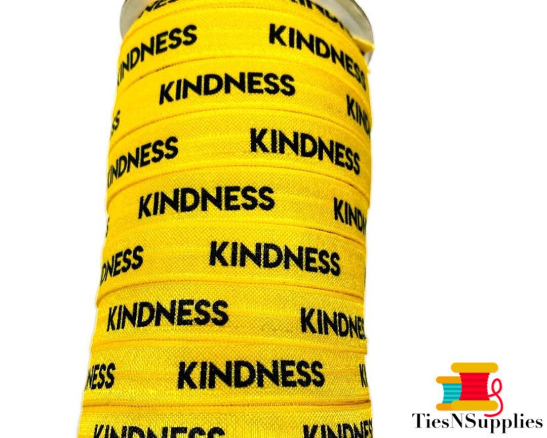 3+ Yards Bright Yellow Kindness- Fold Over Elastic, FOE, Ribbon ...