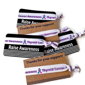 Schildklierkanker bewustzijn verhogen steun armband, armband, haarelastiekjes Ideaal voor cadeaus of fondsenwerving Inclusief stropdas en kaart inbegrepen
