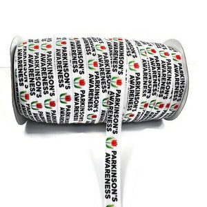 3+ Yards Parkinson&#39;s Awareness - Fold Over Elastic - Stretchy- great for crafts or making hair ties! 5/8&quot; - headbands, bracelets, Brain