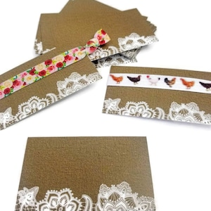 Gedrukte kaarten - naar je opgestuurd - Bruin met kant - Ideaal voor notities, bedankkaarten, strikhouder, haarelastiekje, placemat, placemat