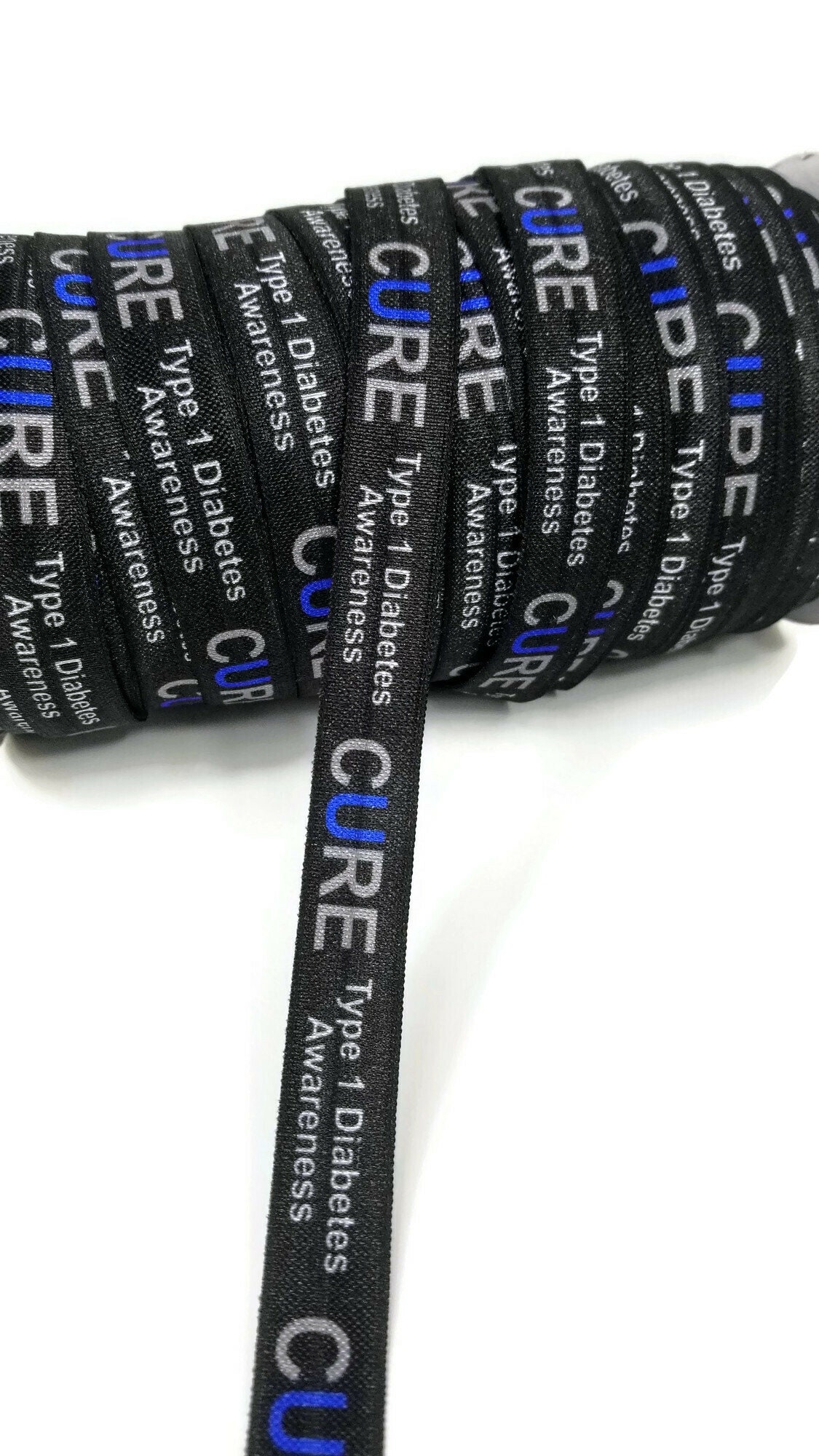 3 Yards T1D Awareness Fold Over Elastic Stretchy Great - Etsy