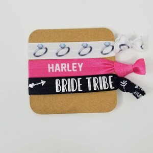 2 Tie Set - Bride Tribe, Squad,  Hairties /Bracelets - Bachlorette Party, Bride, Bachelor- teepee, tribal, boho, card, will you be, bridal