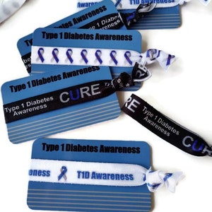 Type 1 Diabetes Awareness Blue Card w/ Elastic Band, Arm Band, Bracelet- educating classrooms, school staff, work place, family, friends