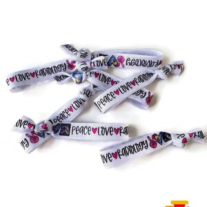 5 ou 10 coiffures/bracelets Peace, Love, radiologie - Idéal pour un cadeau de soins de santé, un ruban d'emballage, sans cordon de serrage, sans pli, médical