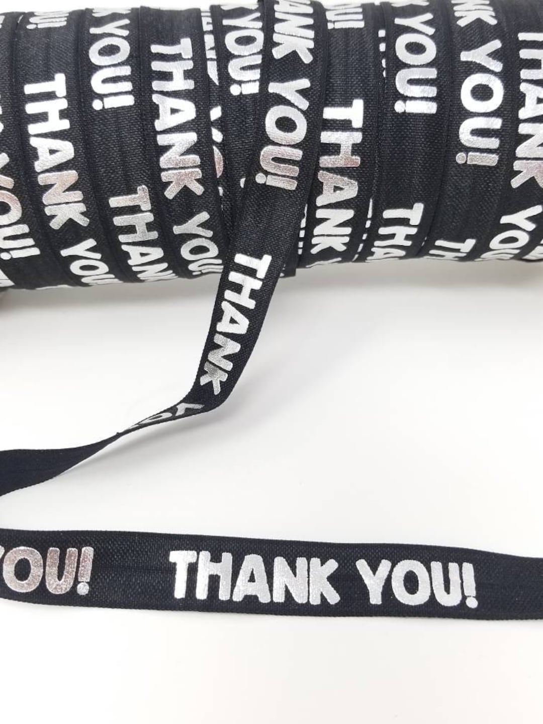 Strachy Loop Ribbon 3+ Yards Thank You Stretchy Fold Over Elastic Ribbon - Great for Crafts ...