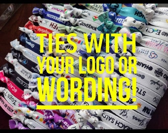 Logo Ties- ships from US- printed with your image and wording- 1-2 Day Processing Time - Custom / Personalized - 5/8&quot; elastic - customize