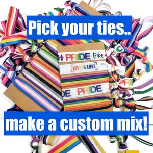 Pride themed bracelets /hair ties - pick your print, make a mix! Great for parades, favors, cards/ gifts. Lgbt, rainbow, love is love, tribe