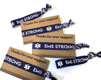 EMS fuerte- Despachadores de emergencia Gracias por su apoyo Tarjeta con lazos Pulseras con lazos Ideal para regalo, ambulancia Centro de llamadas de Ems, azul marino