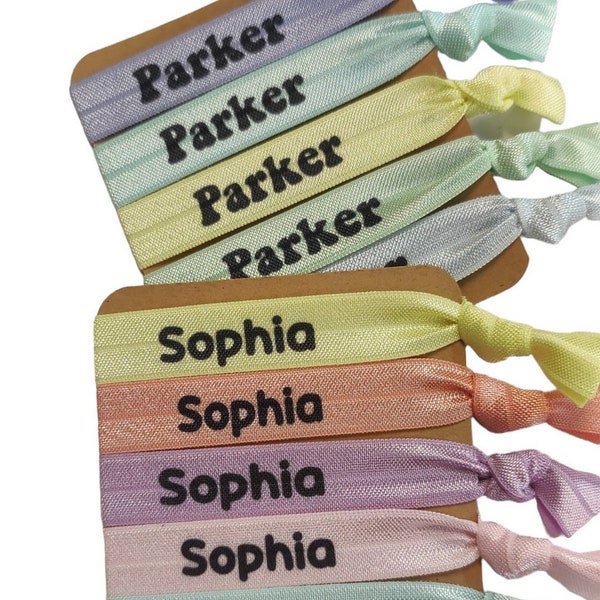 5 piece tie set PASTEL colors -includes 5 ties on cards Custom Tie- Elastic, Stretchy- bracelet, arm band, hair tie- free shipping