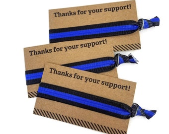 Línea Azul- Respondedor- Tarjeta de agradecimiento con corbatas- Corbatas /Pulseras - Ideal para regalo de agradecimiento o RECAUDACIÓN DE FONDOS Recaudar fondos fácilmente Hombre policía