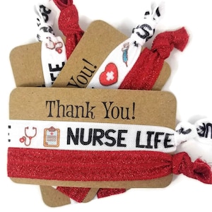 Nurse Hair, Don't Care Thank You Card w/2 ties - Hairties /Bracelets/ Wrist Bands- Great for graduate, nurse friend, coworker, secret santa