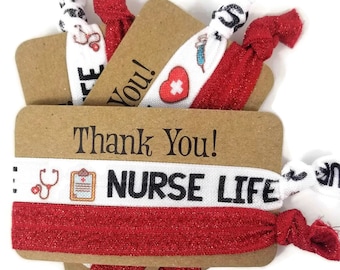 Nurse Hair, Don&#39;t Care Thank You Card w/2 ties - Hairties /Bracelets/ Wrist Bands- Great for graduate, nurse friend, coworker, secret santa