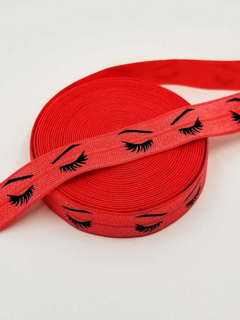 ribbon Red Eyelash- Fold over elastic FOE stretch