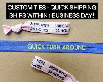 SHIPS WITHIN 1 BUSINESS Day! Custom Hair Ties- Single Ties- 5/8&quot; elastic - Customize tie- color and name- personalized favors, team gifts