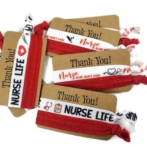 Nurse Hair, Don't Care Thank You Card w/2 ties Hairties /Bracelets/ Wrist Bands Great for graduate, nurse friend, coworker, secret santa image 2