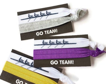 Cartão com gravata de remo e gravata decorativa - Cartão GO TEAM - Pulseiras ou elásticos de cabelo, elásticos de cabelo - Tema de remo/equipe - escolha as cores do time - glitter ou liso