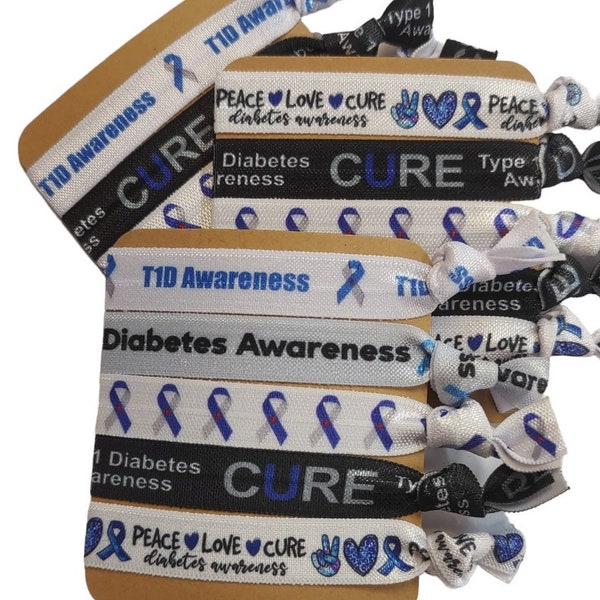 New! Free shipping- 5 piece gift set- Type 1 Diabetes Awareness great for support, raise awareness, gift, bracelet, wrist band, elastic
