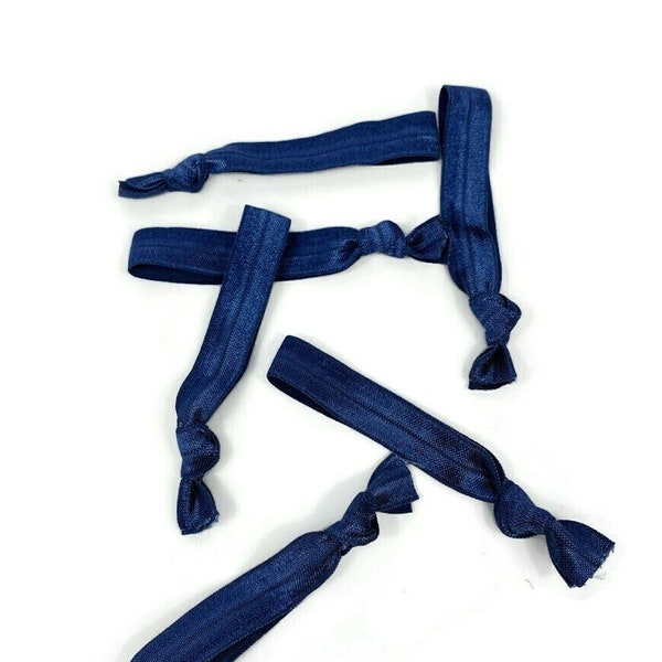 5, 10, or 25 Solid, Plain Ties, Bracelets, Hair Ties, Elastic Bands, Wrist Bands, 5/8" tall, soft stretchy elastic- 370 Navy, dark blue