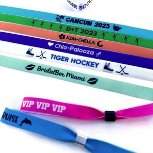 Satin Wrist Bands with slider- solid color Bracelets, Hair Ties Wristband Customize font, clipart, color Festival, party, shower, concert