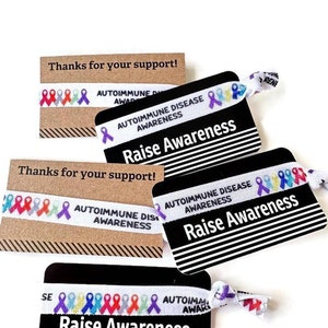 Brassard, bracelet, élastiques de sensibilisation aux maladies auto-immunes - Idéal pour un cadeau ou une collecte de fonds CRAVATE ET CARTE inclus