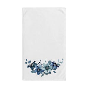 Floral Hand Towel: Blue Botanical Kitchen Decor, Soft & Absorbent