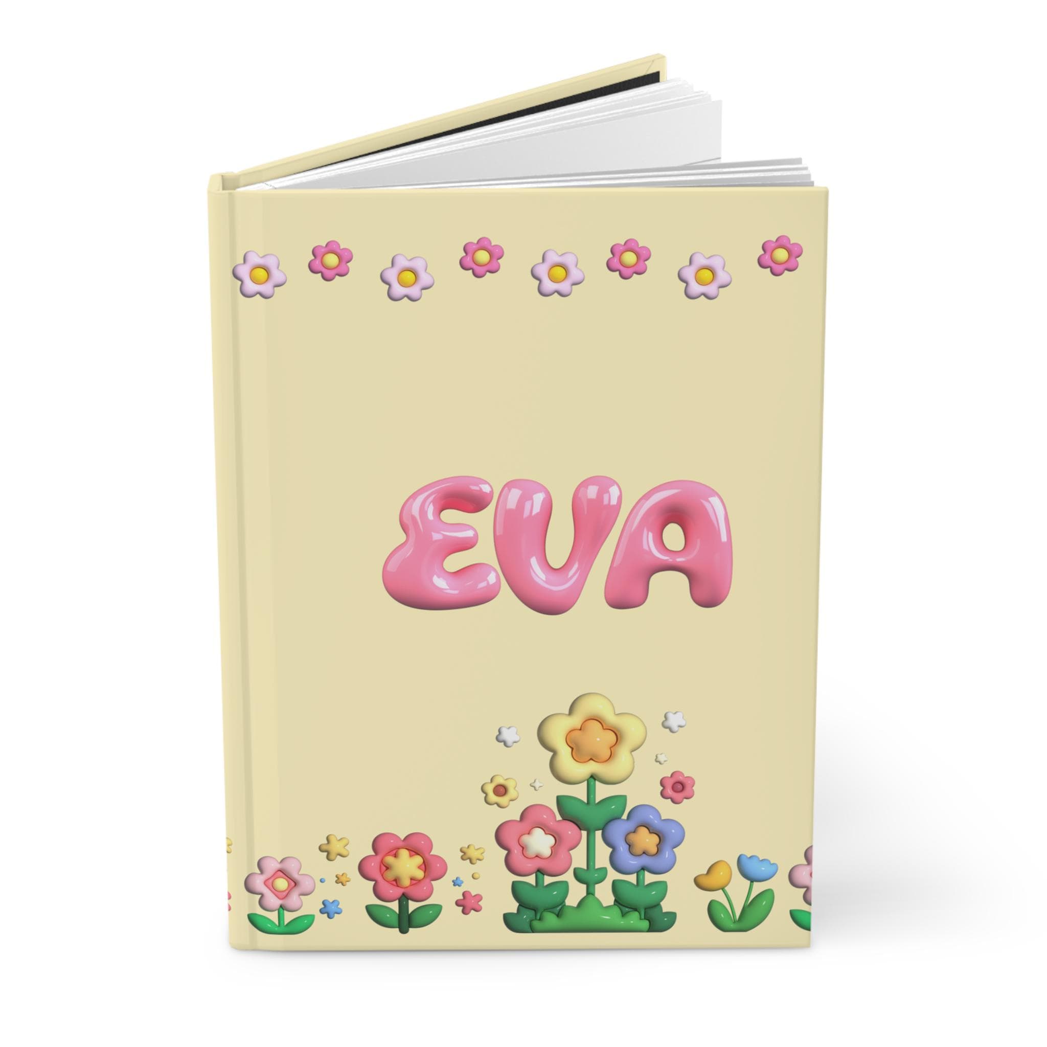 Bubble Letter Journal Floral Design Custom Name Gift, Writing Book for ...