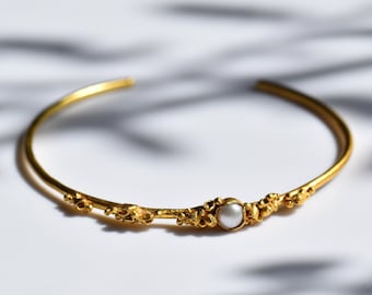 Ocean Treasure - gold bangle with pearls