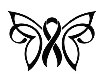 Butterfly Cancer Ribbon Vinyl Decal Window Sticker