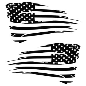 Distressed Tattered Weathered American Flag Vinyl Decal Set, Multiple Sizes and Colors
