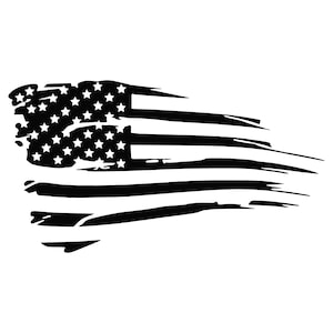 Distressed Tattered Weathered American Flag Vinyl Decal, Multiple Sizes and Colors