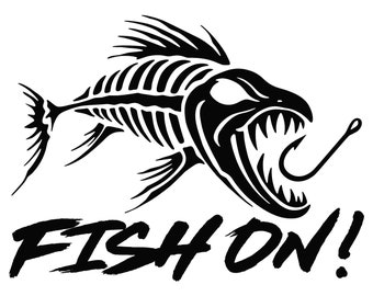 Angry Fish Skeleton Vinyl Decal / Fish On!