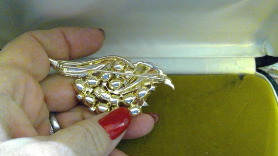 Vintage Coro Orange or Topaz with Rhinestones Pin… - image 6