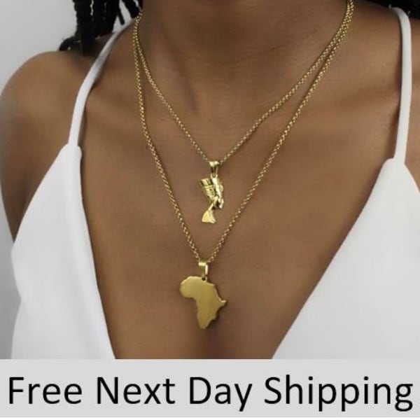 Nefertiti necklace, African necklace, Queen necklace, Gold African necklace, Nefertiti necklace gold, African jewelry set, 2 piece set