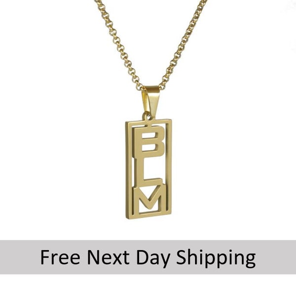 BLM necklace, Black lives matter necklace, Gold BLM necklace, Gold black lives matter necklace, BLM pendant, Black power necklace, blm charm