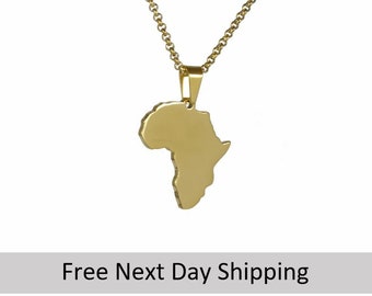 Wholesale Africa necklace, African necklace gold, Gold Africa necklace, Africa map necklace, Africa pendant, African jewelry, 10 pieces